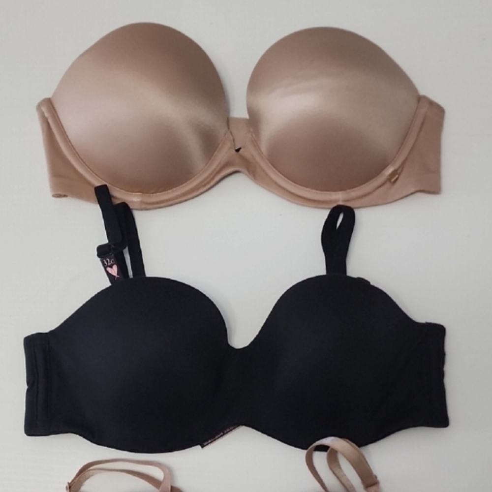 Victoria's Secret Strapless Bra Set - Black and Tan